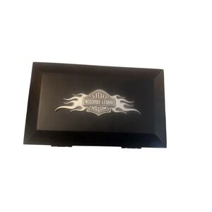Harley-Davidson Black Wooden Storage Box Photo Frame Lid Jewelry Watch Case